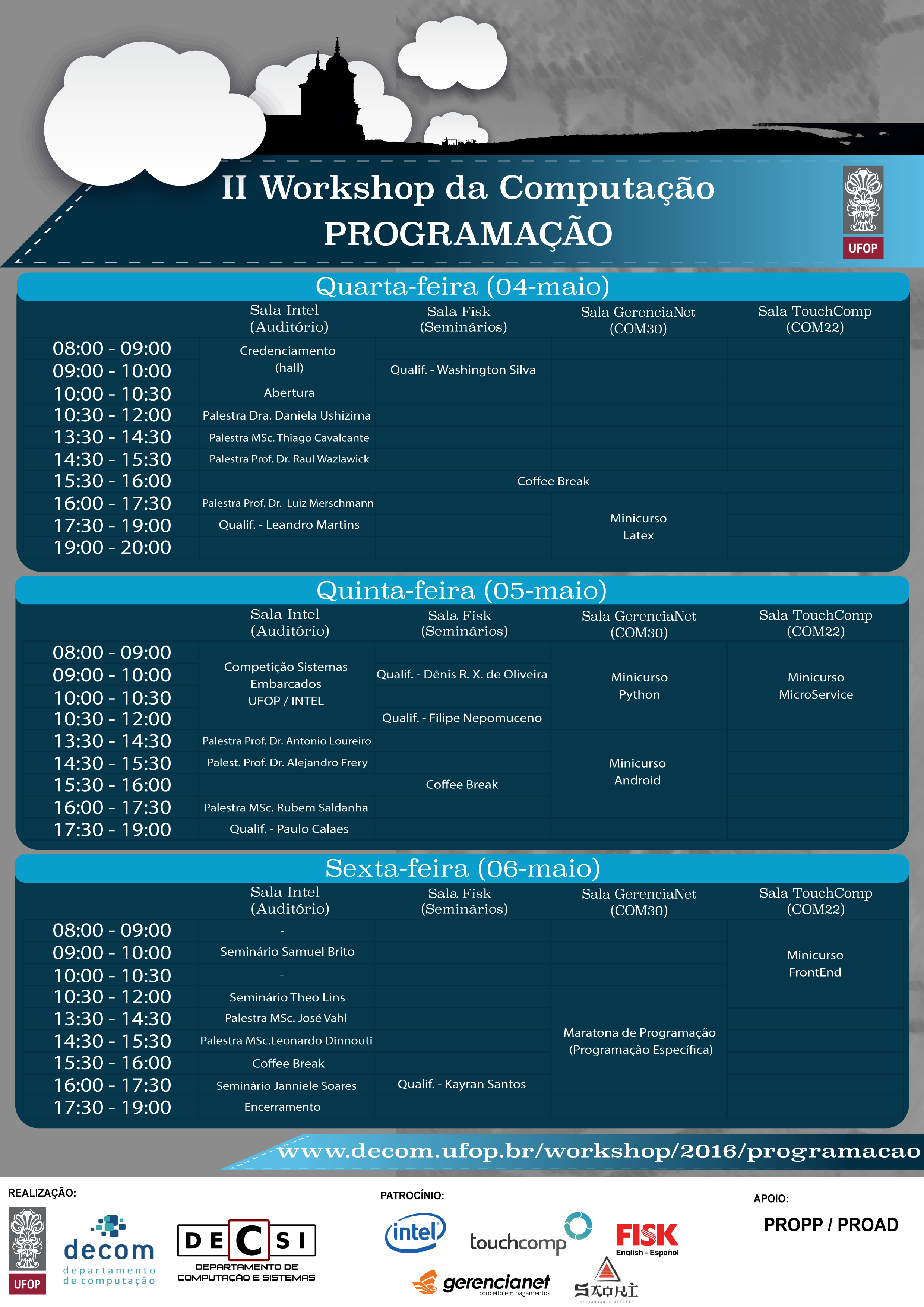 Programação do II workshop de computação